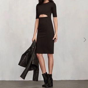 Reformation Evita Black Midi Dress with cutout